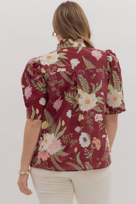 Entro - Merlot Floral Top - Plus