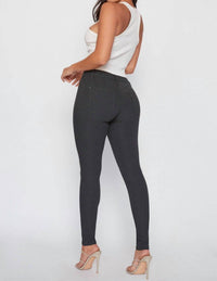 YMI Women's Bianca Mid-rise Skinny Jeans in black - women's jeans - detail view