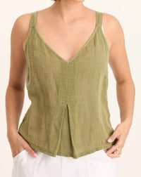 Wearables Hedley Gauze Jersey Box Pleat Tank Top in tone lime green - women's tank top