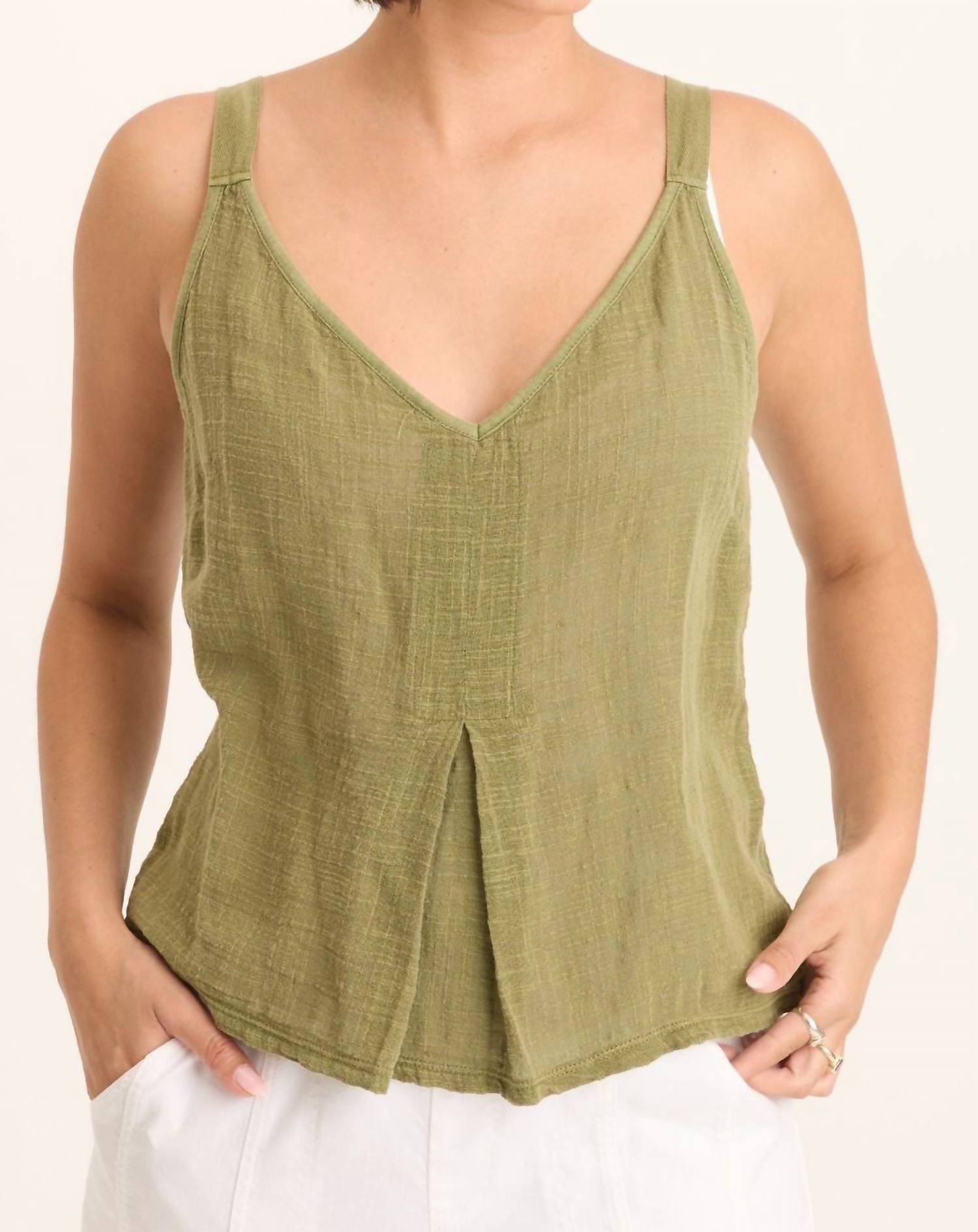 Wearables Hedley Gauze Jersey Box Pleat Tank Top in tone lime green - women's tank top