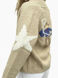 Pink PINEAPPLE Vintage Cowboy Varsity Cardigan in camel - women's cardigan - alternate view