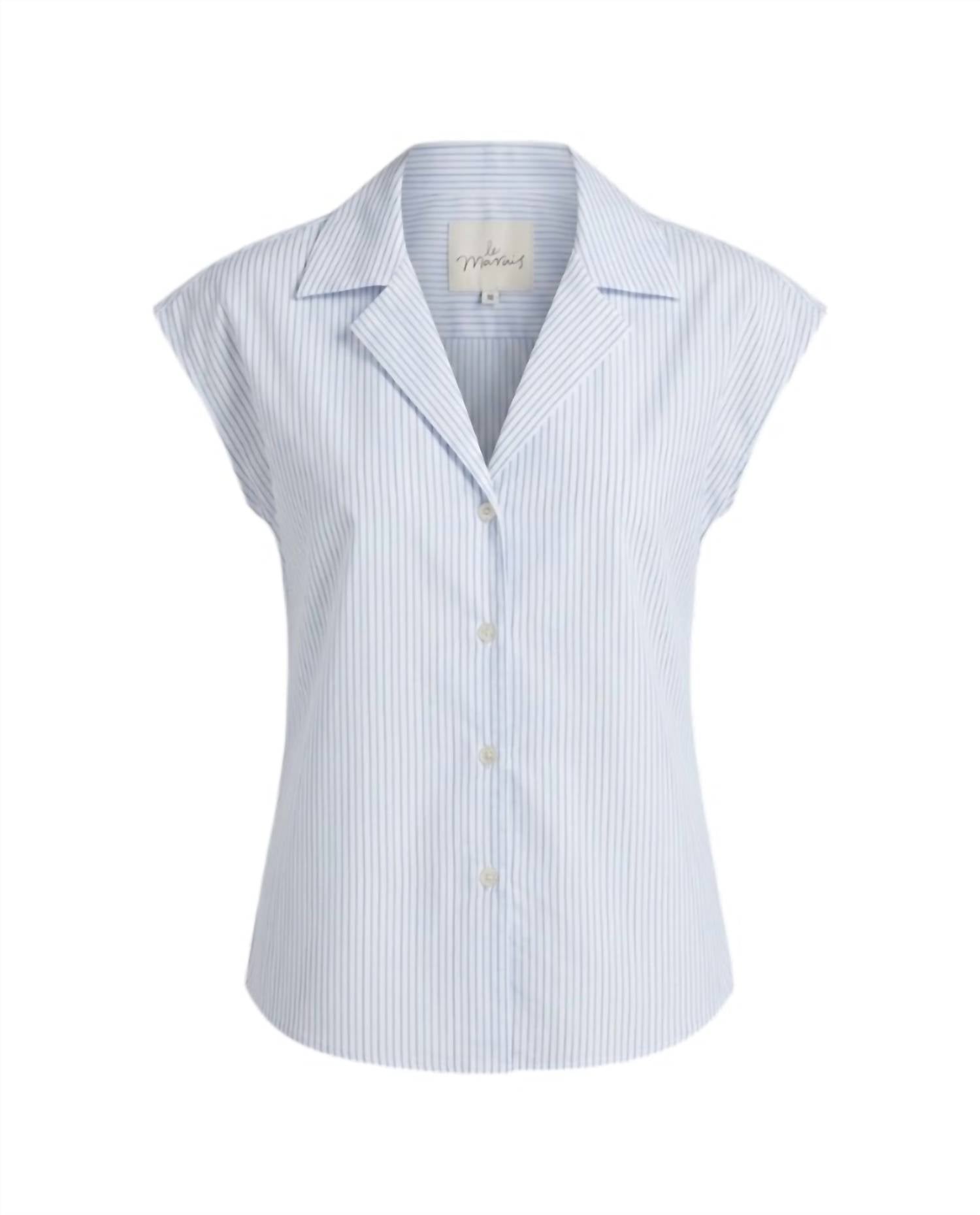 Le Marais Women's Hampton Cap Sleeve Shirt in blue - women's shirt