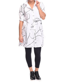 Tulip Clothing Harriet Midi Shirt Dress in white - women's dress - detail view