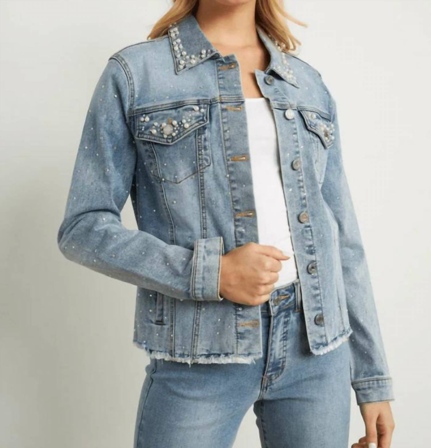 Joseph Ribkoff - Pearl Detail Jean Jacket