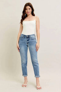 Judy Blue - Mid Rise Boyfriend Denim Jeans - Plus