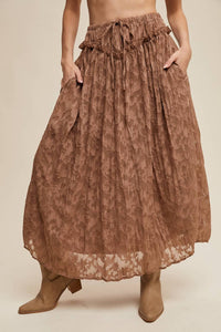 Listicle - Floral Textured Maxi Skirt
