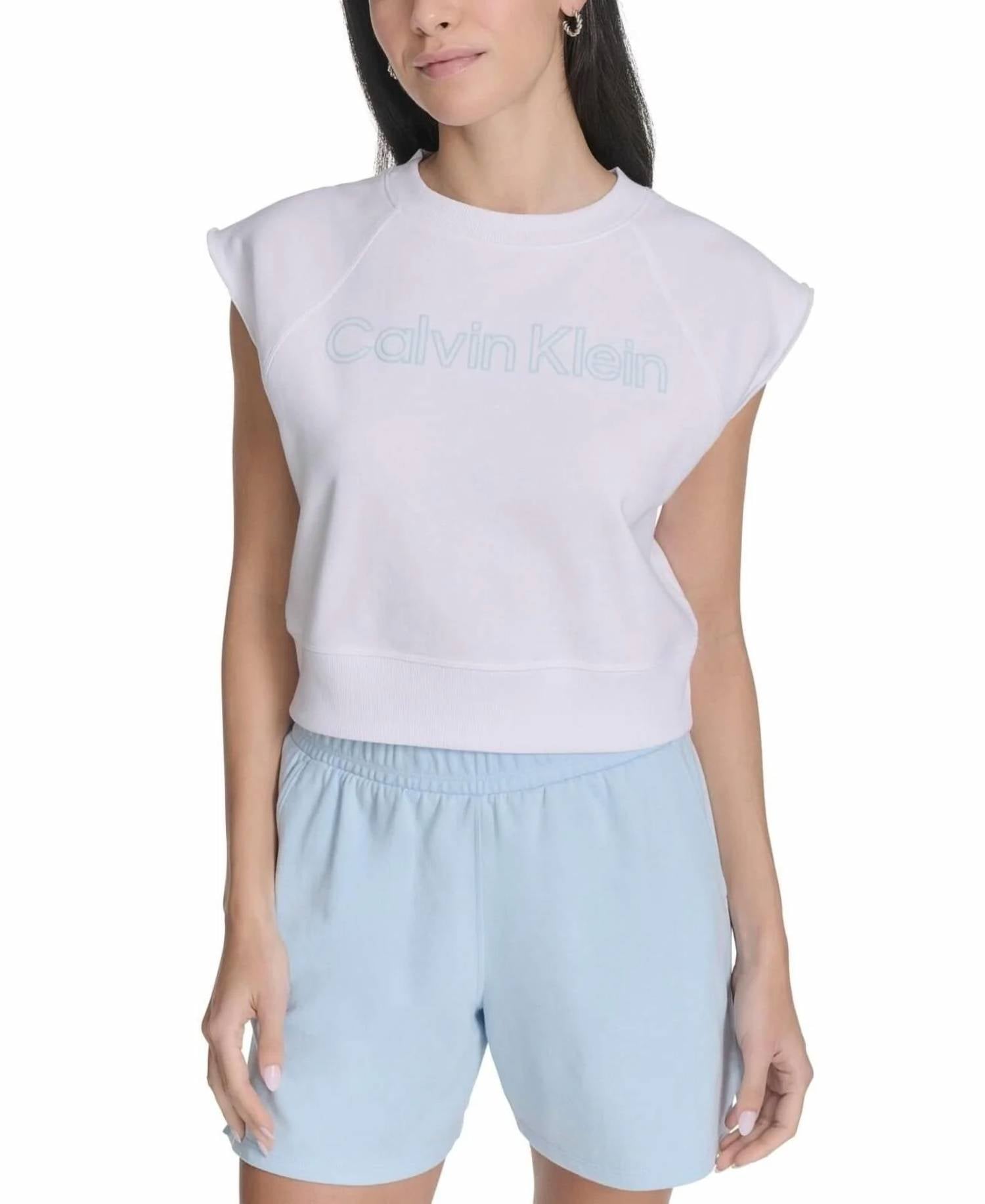 Calvin Klein - Sleeveless Puff-logo Cropped Top