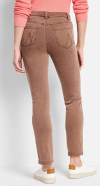 Nic + Zoe Mid Rise Straight Ankle Jeans in coffee bean - women's jeans - detail view