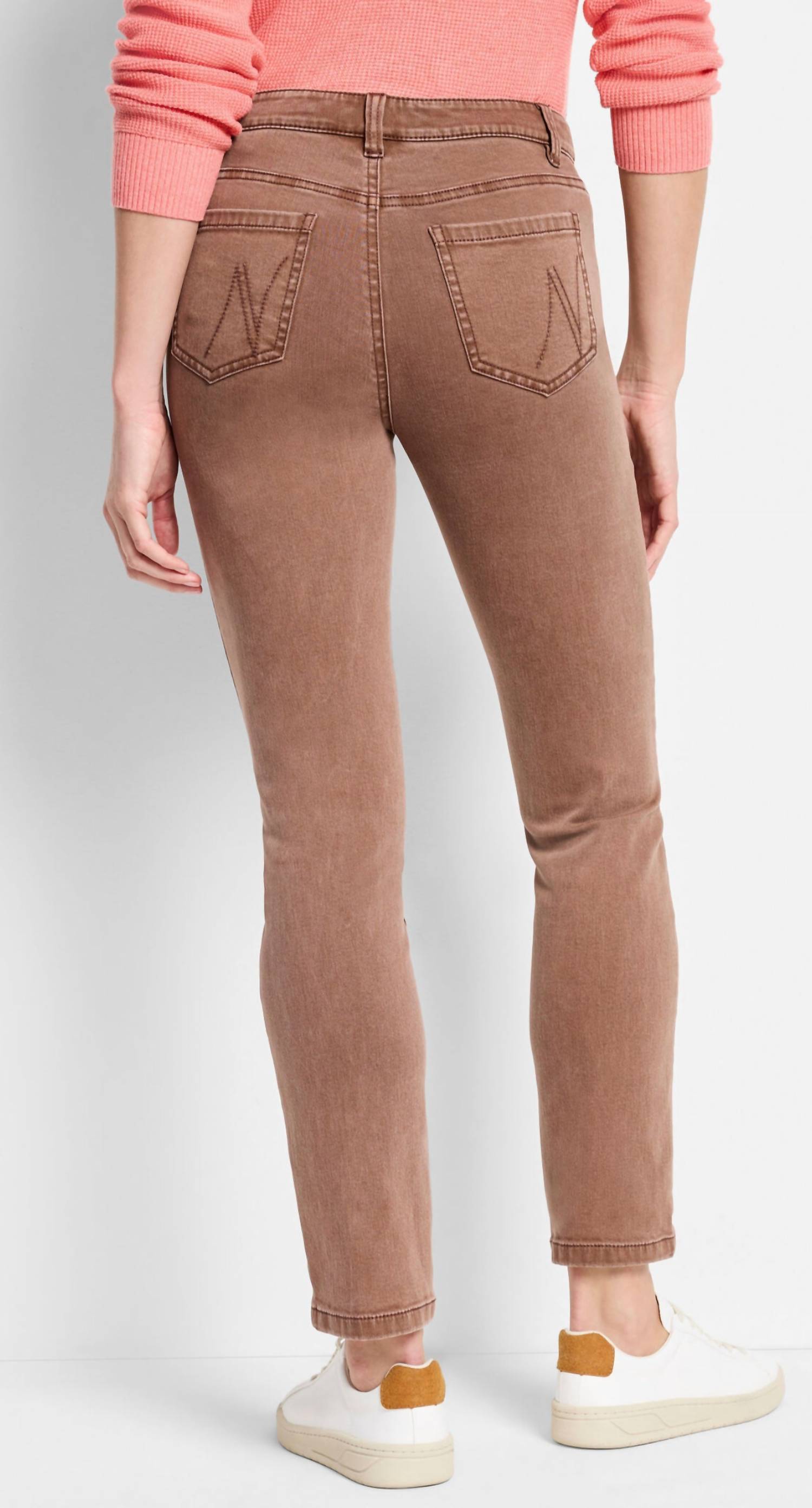Nic + Zoe Mid Rise Straight Ankle Jeans in coffee bean - women's jeans - detail view