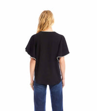Karen Kane - Felicity Flutter Sleeve Edge Stitch Top