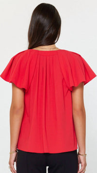 current air Pintuck Pleated Detail Blouse in red - women's blouse - alternate view