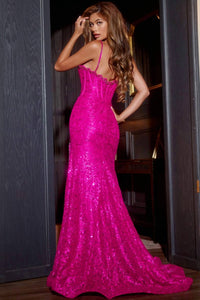 JOVANI Sleeveless Gown in fuschia - women's dress - alternate view