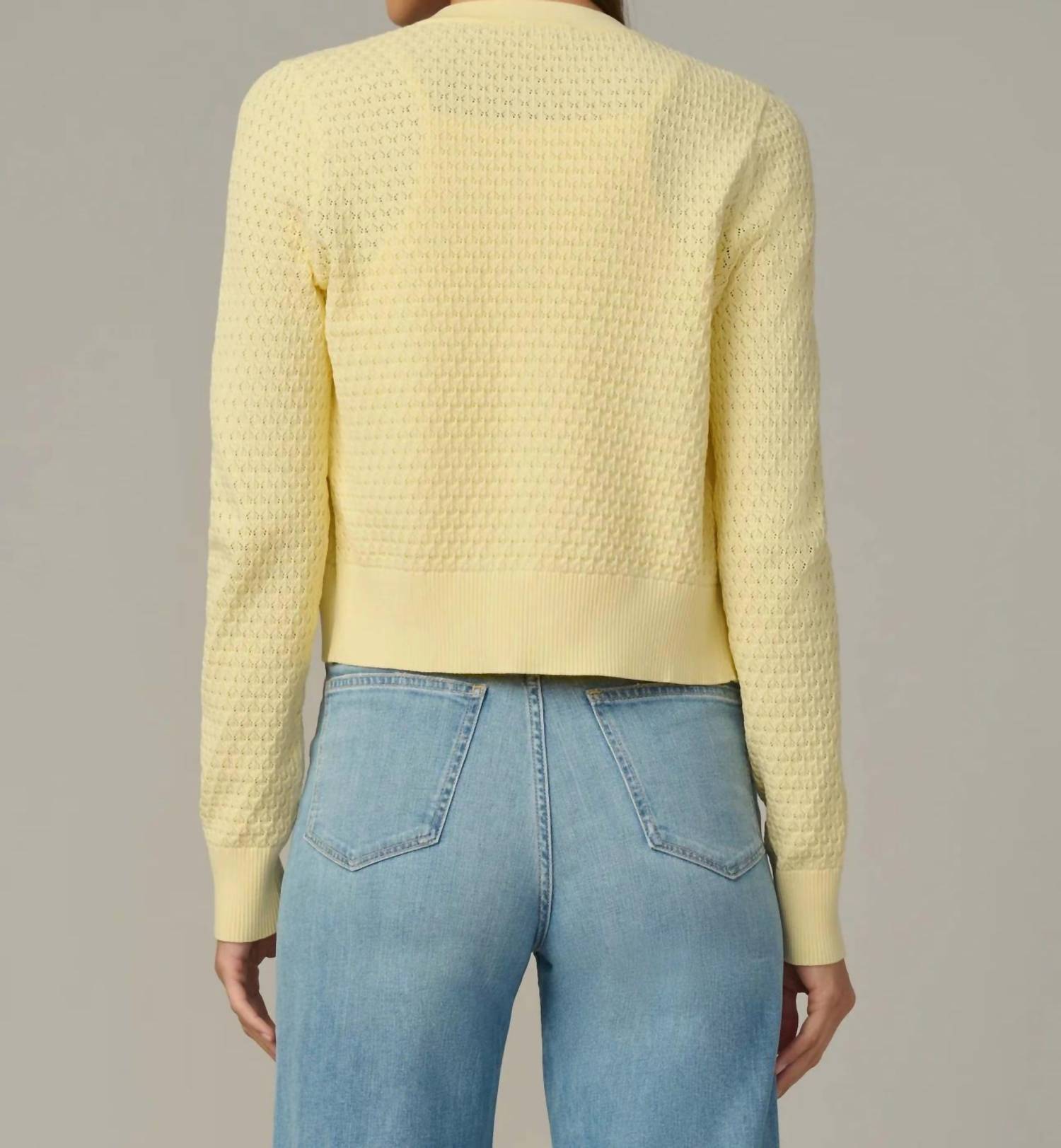 Joe's Jeans Pointelle Dani Cardigan in sunshine - women's cardigan - alternate view