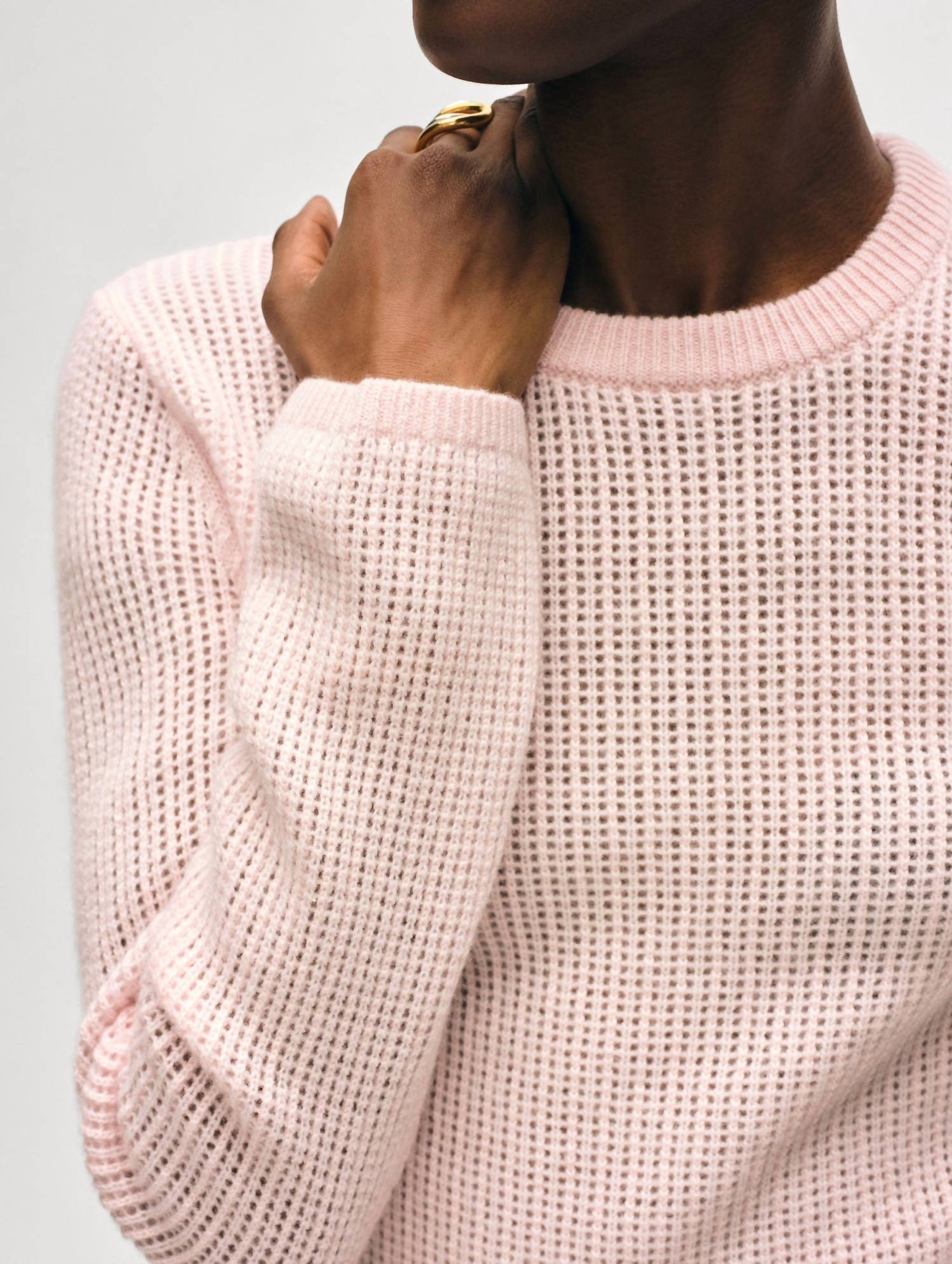 White + Warren - Cashmere Waffle Mesh Crew Top