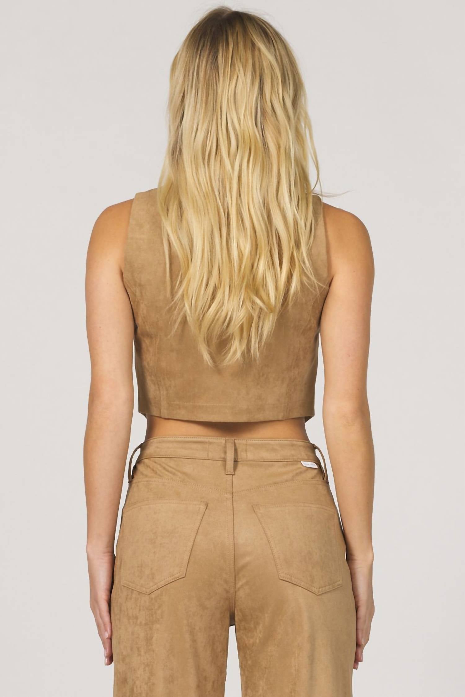 DEAR JOHN DENIM Drea Suede Vest in toffee - women's jacket - detail view