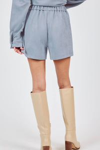 Sadie & Sage Faux Suede Shorts in blue - women's shorts - alternate view