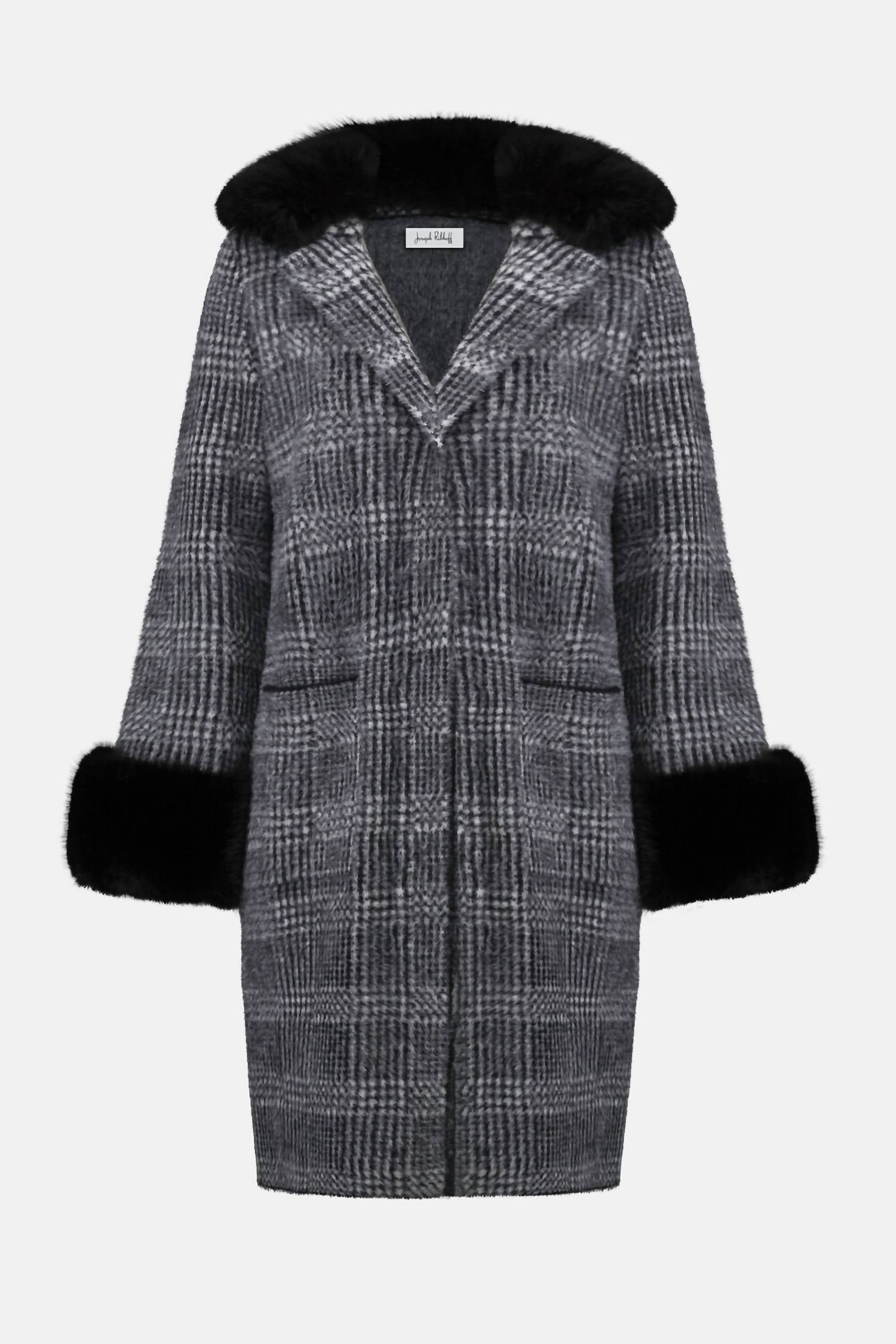 Joseph Ribkoff - Feather Yarn Plaid Jacquard Coat