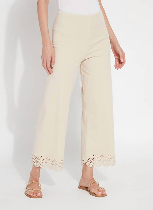 Lysse - Cropped Embroidered Eyelet Wide Leg Pant