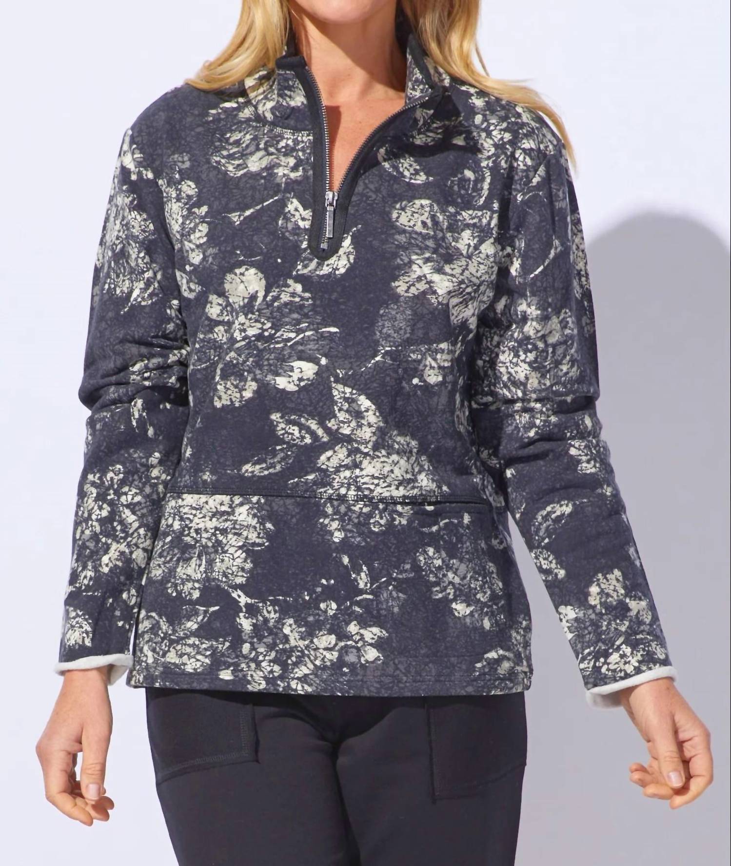 Escape By Habitat - Floral Fleece Quarter Zip Top
