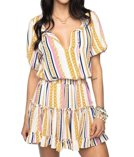 Ray Miami Short Dress w/ Chain Print Detail