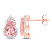 Diana M Jewels Women's Pear Natural Pink Morganite Stud Earrings (2.37 Ct) - Classic Plus in 14k rose gold - women's jewelry - detail view