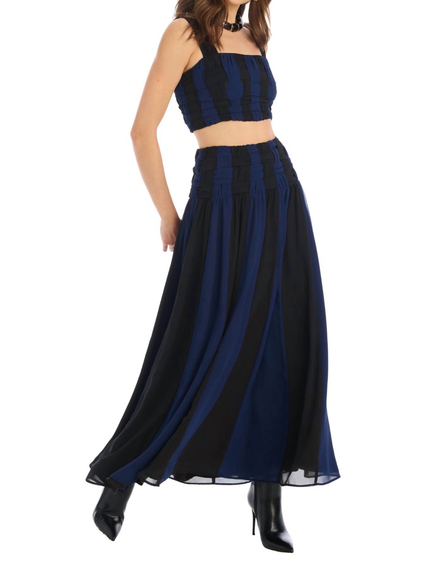 ALLISON NEW YORK BETHIE MAXI SKIRT in navy black - women's skirt - view 5