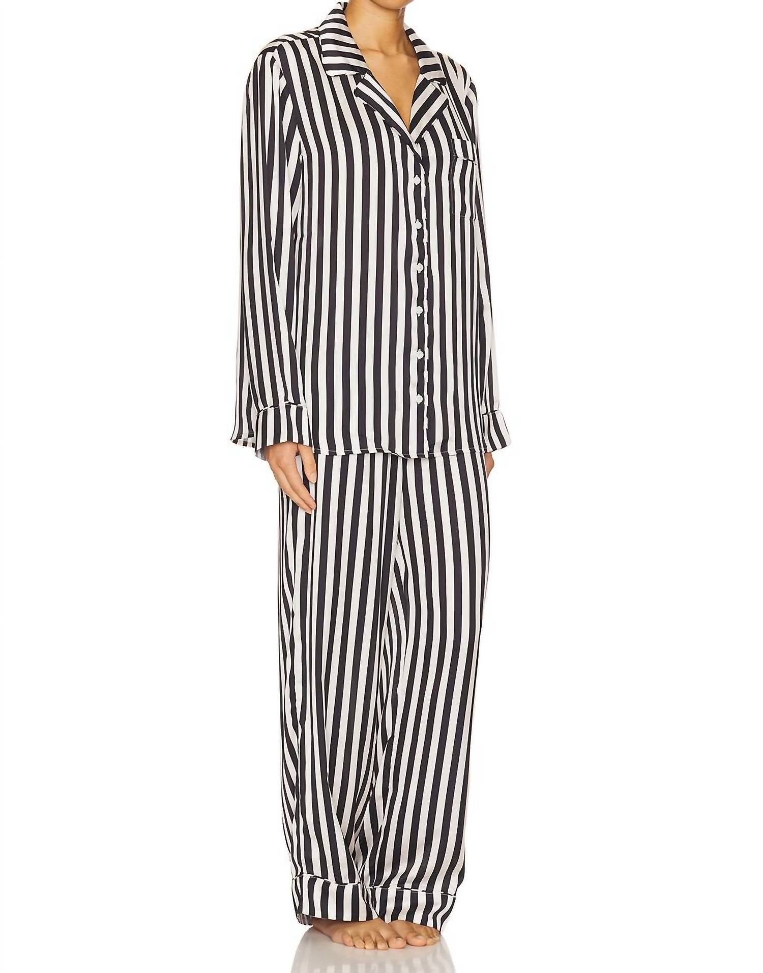 Show Me Your Mumu - Classic Midnight Stripe Silky Pajama Set