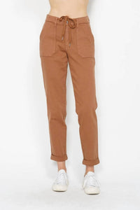 Judy Blue - High Waist Garment Dyed Cuffed Jogger Pants