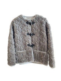 forte forte Women's Divine Embroidery Eco Fur Coat in pearl - women's jacket