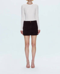 PISTOLA Uma High Rise Mini Skirt in mocha 2 - women's skirt - detail view