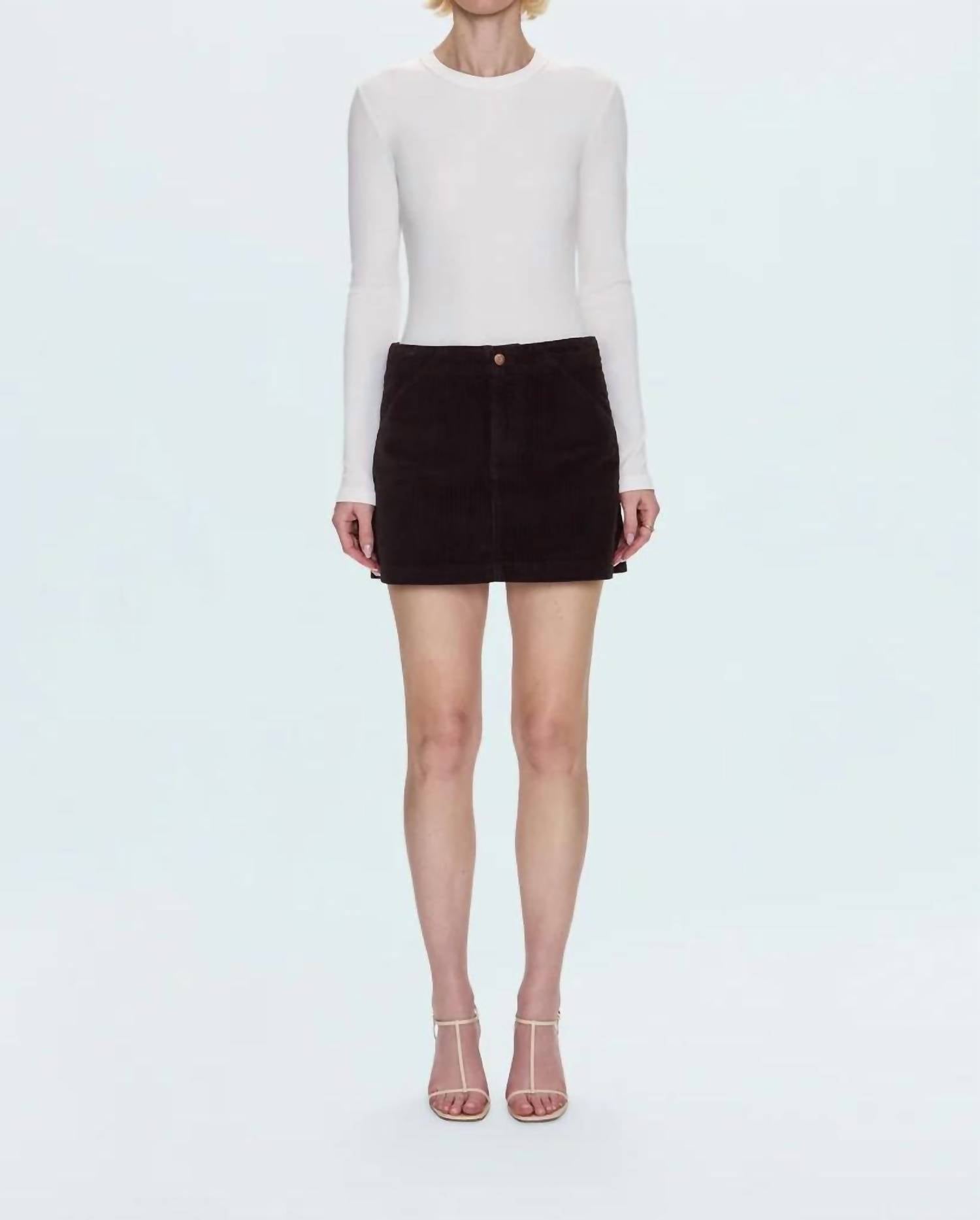 PISTOLA Uma High Rise Mini Skirt in mocha 2 - women's skirt - detail view
