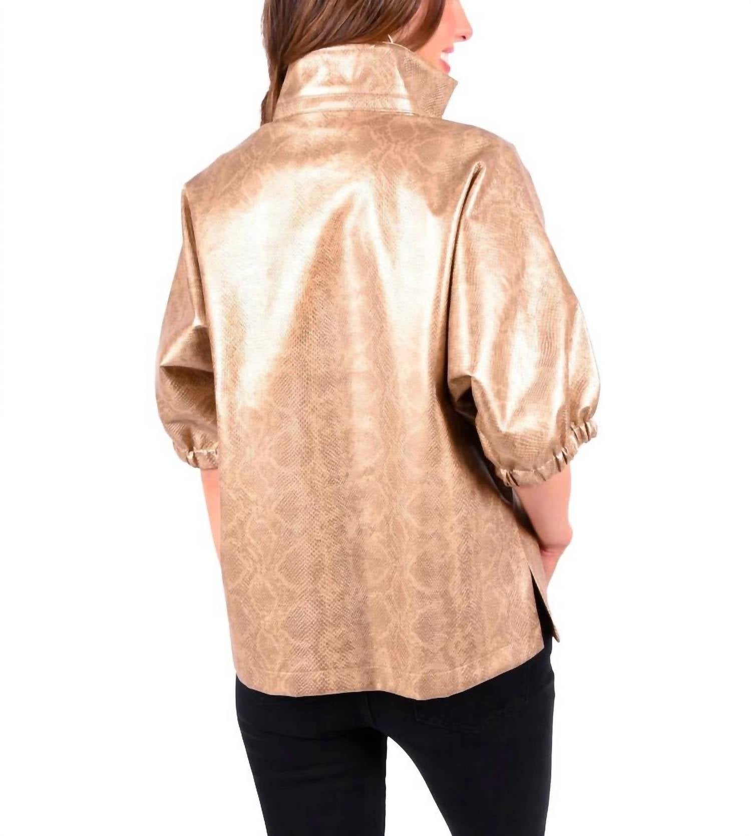 Emily McCarthy Poppy Short Sleeve Top in python - women's shirt - alternate view