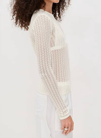 White + Warren - Paperfine lace Stitch top