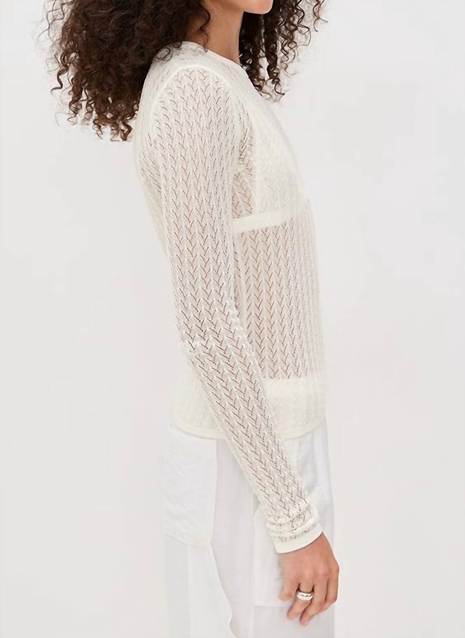 White + Warren - Paperfine lace Stitch top