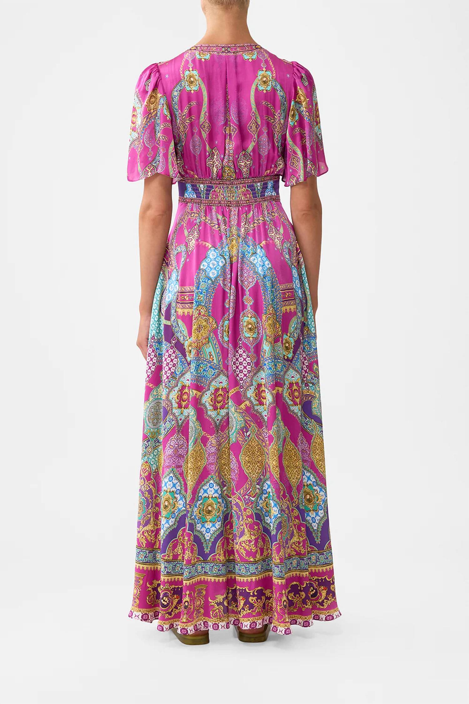 Camilla - Shaped Waistband Dress With Flutter Sleeves