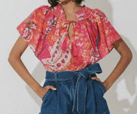 Cleobella Ayaz Blouse in hibiscus 1 - women's blouse