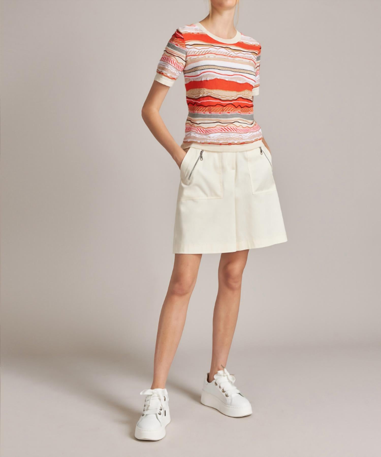 Tricot Chic ABSTRACT TOP in orange multi - women's sweater