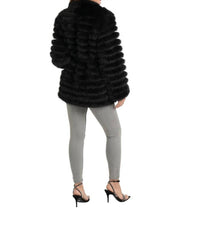 LOVE TOKEN Reversible Faux Fur Nylon Jacket in black - women's jacket - detail view
