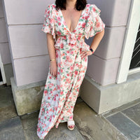 Flying Tomato - Tuscany Floral Print Maxi Dress