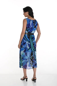 Frank Lyman - Floral Pleated Chiffon Belted Midi Dress