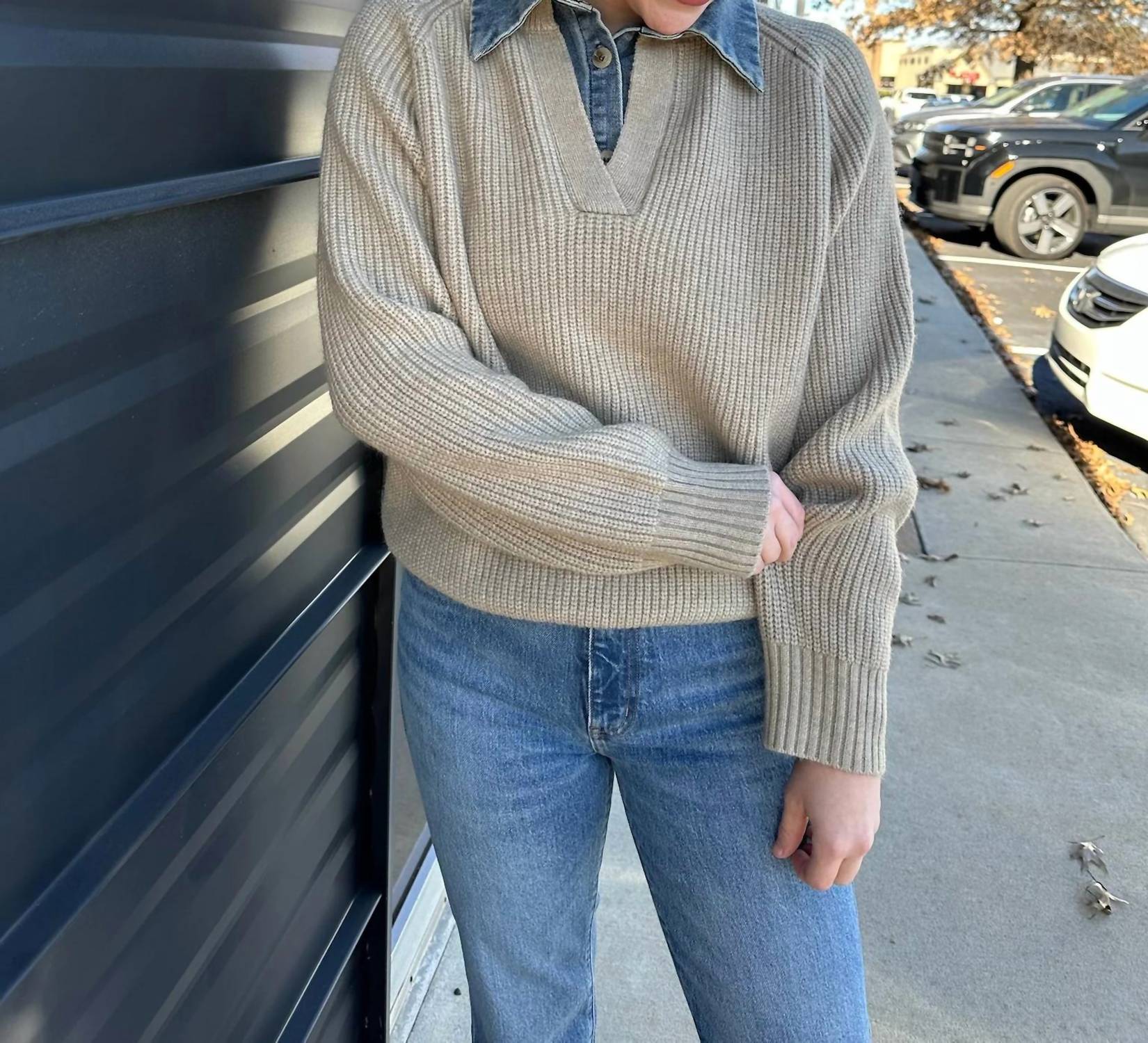 Line And Dot - Teena Long Sleeve Textured Sweater
