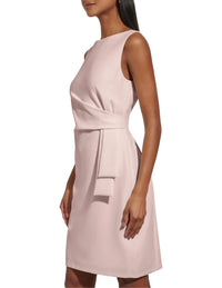 Tommy Hilfiger - Sleeveless Boat Neck Crepe Sheath Mini Dress