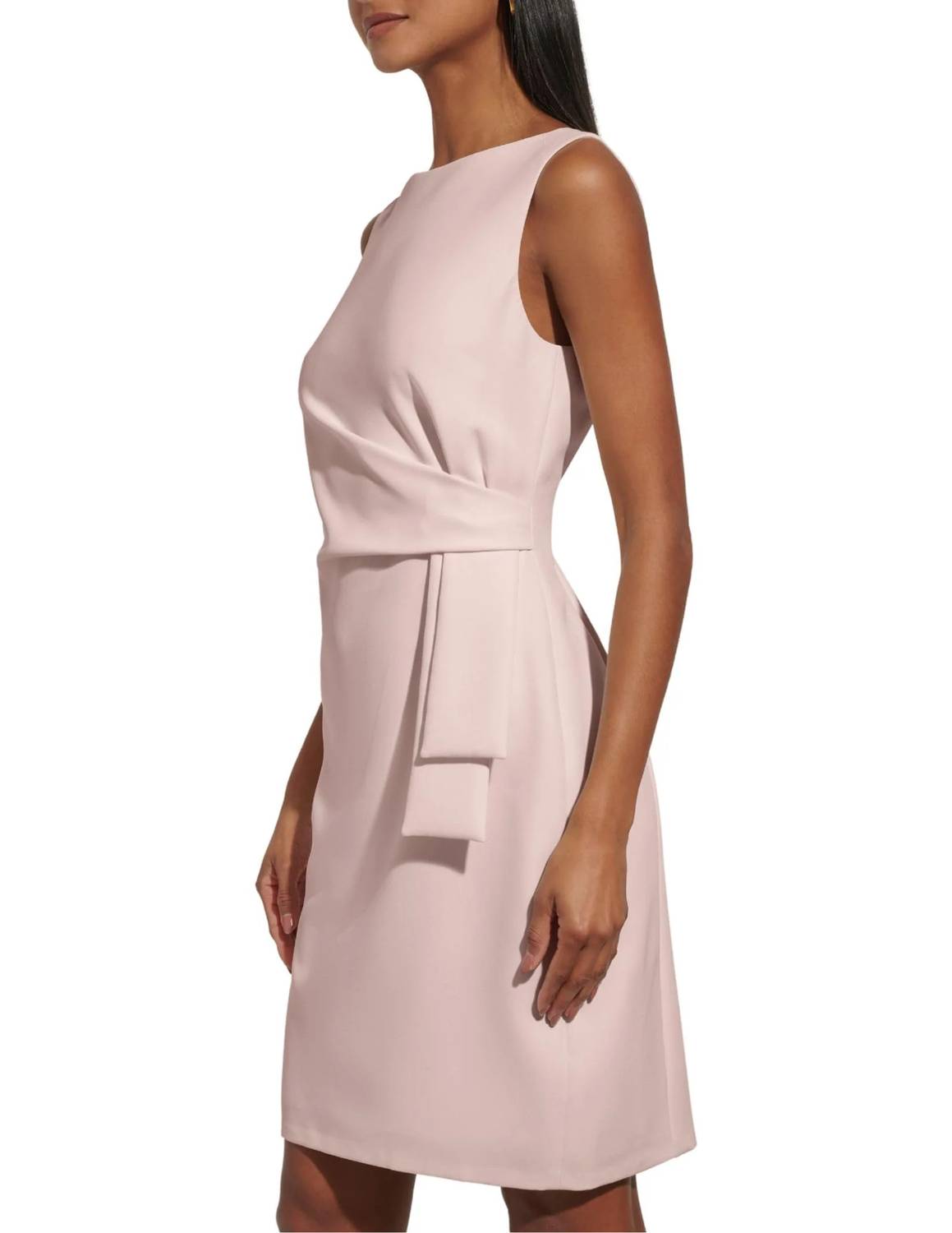 Tommy Hilfiger - Sleeveless Boat Neck Crepe Sheath Mini Dress