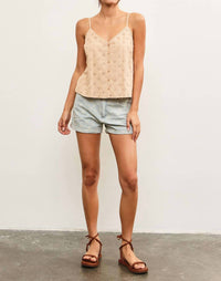 Mustard Seed - Elena Front Button Closure Lace Cami Top
