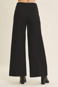 In February Melissa Stretchy Wide Leg Pant in black - women's pants - detail view