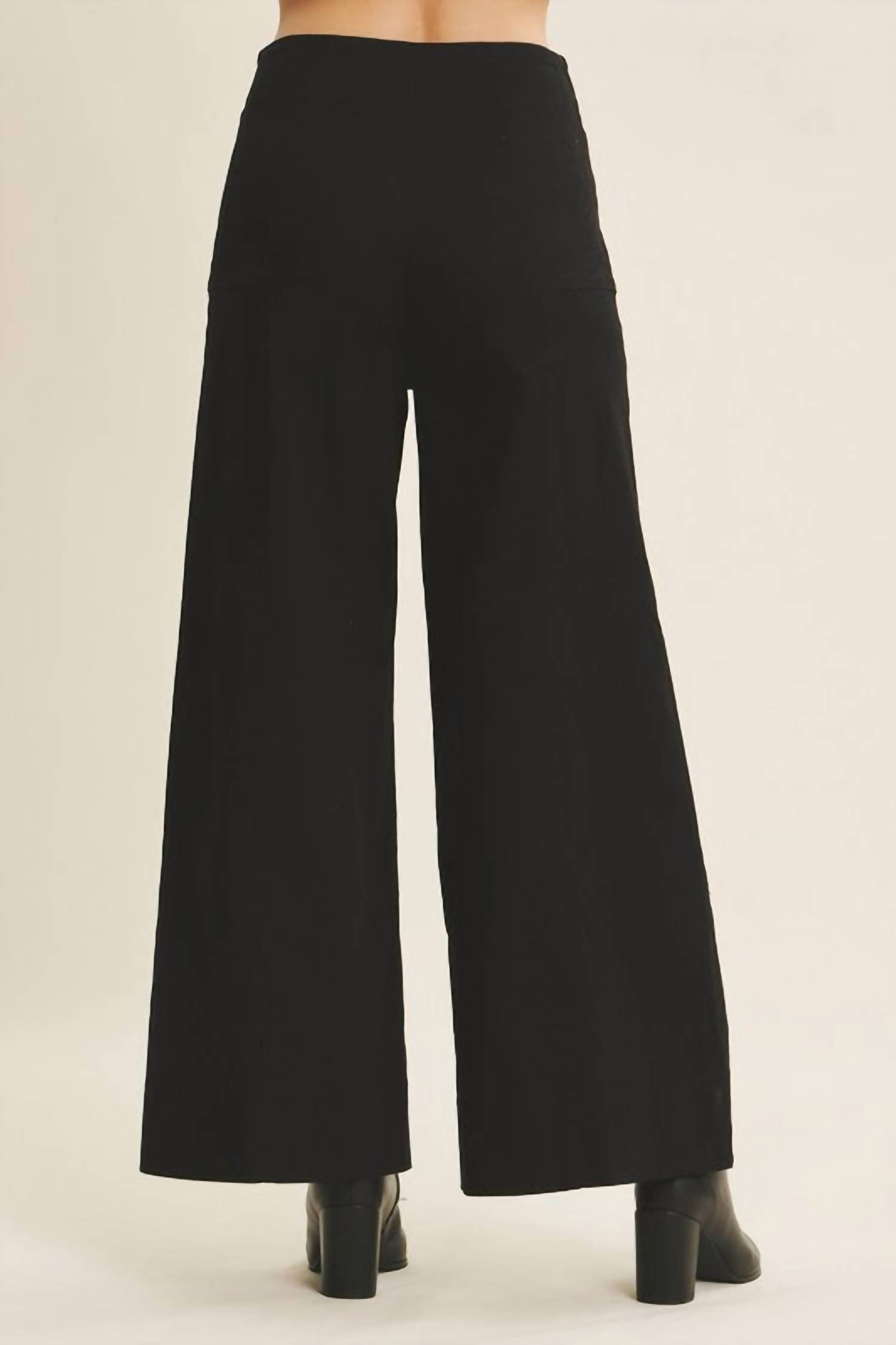 In February Melissa Stretchy Wide Leg Pant in black - women's pants - detail view