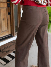 ee:some Wide Leg Pants in brown mocha - women's pants - detail view