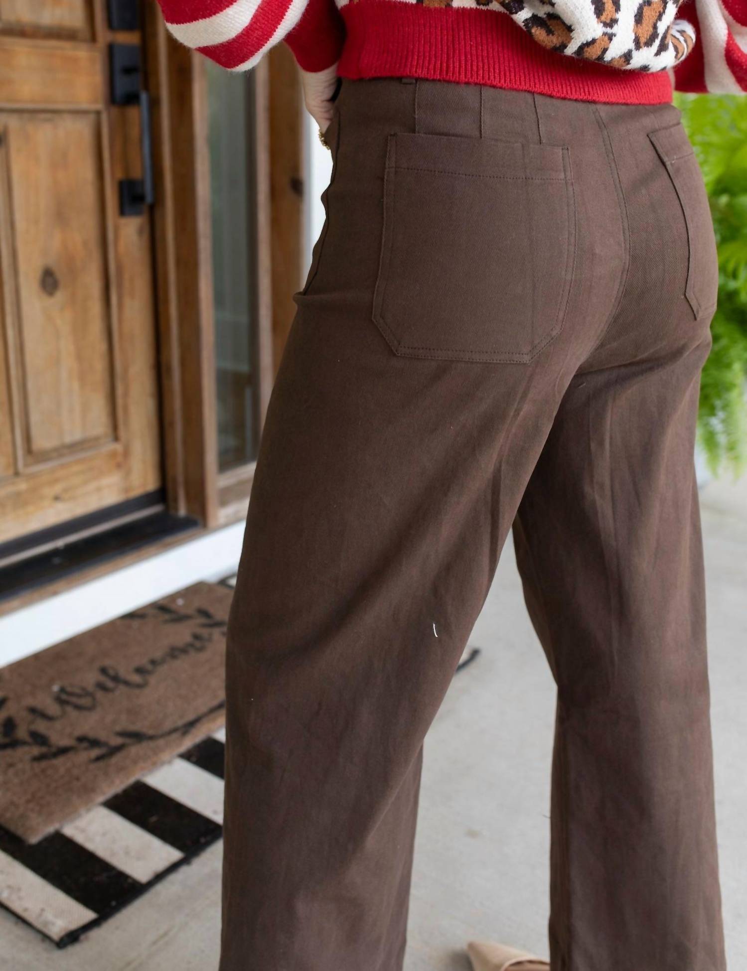ee:some Wide Leg Pants in brown mocha - women's pants - detail view
