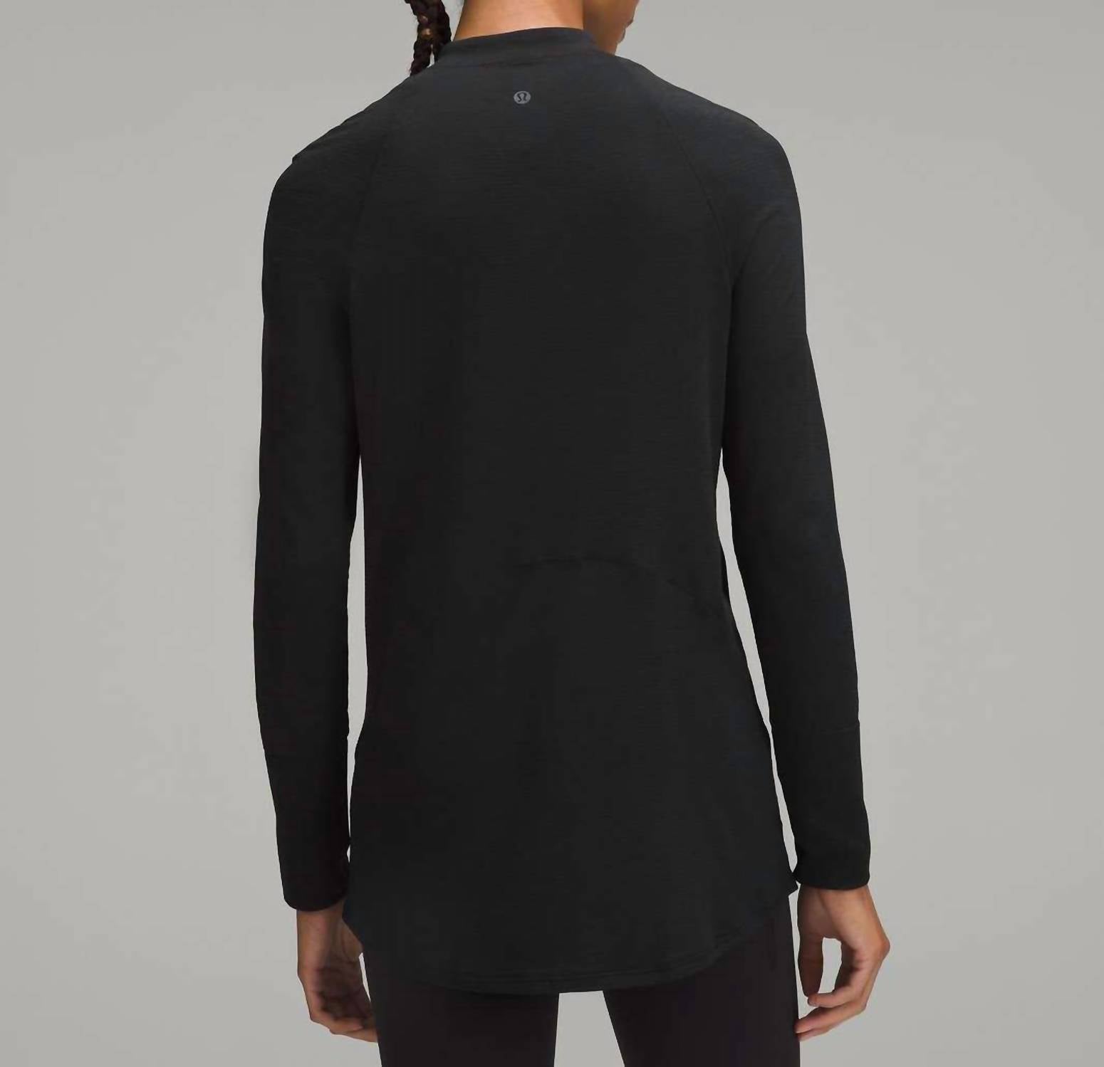 lululemon Swiftly Relaxed Long-length Half Zip Sweatshirt in black - women's long sleeve top - detail view