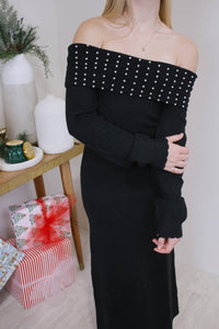 ABLE Knit Pearl Maxi Dress in black - women's dress - view 4